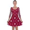 Chorley Weave Red Quarter Sleeve Skater Dress View1