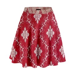 Chorley Weave Red High Waist Skirt by DeneWestUK