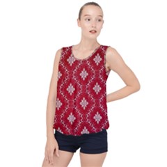 Chorley Weave Red Bubble Hem Chiffon Tank Top by DeneWestUK