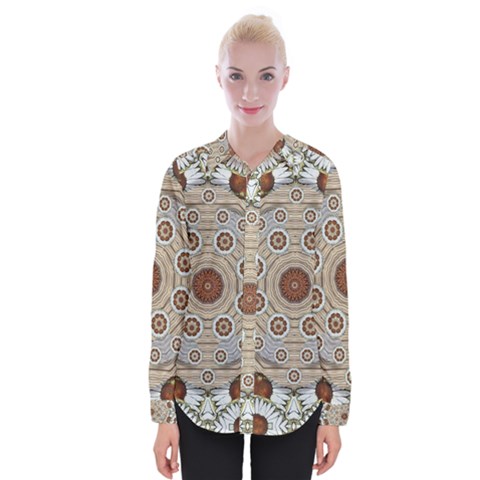 Flower Wreath In The Jungle Wood Forest Womens Long Sleeve Shirt by pepitasart