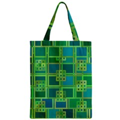 Green Abstract Geometric Zipper Classic Tote Bag by Sapixe