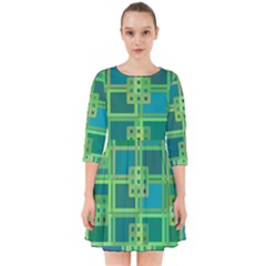 Green Abstract Geometric Smock Dress by Sapixe