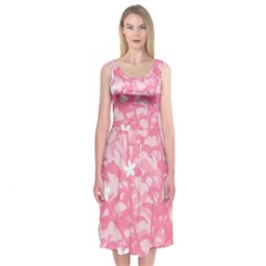 Plant Flowers Bird Spring Midi Sleeveless Dress by Sapixe