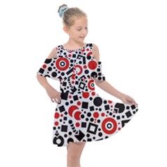 Square Objects Future Modern Kids  Shoulder Cutout Chiffon Dress by Sapixe