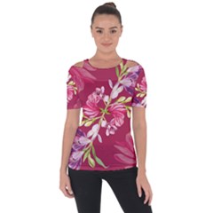 Motif Design Textile Design Shoulder Cut Out Short Sleeve Top by Sapixe