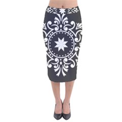 Table Pull Out Computer Graphics Velvet Midi Pencil Skirt by Sapixe