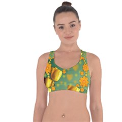 Background Design Texture Tulips Cross String Back Sports Bra by Sapixe