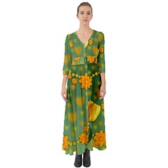 Background Design Texture Tulips Button Up Boho Maxi Dress by Sapixe