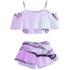 Essential Oils Flowers Nature Plant Kids  Off Shoulder Skirt Bikini by Sapixe