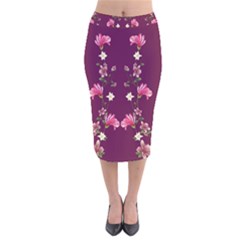 New Motif Design Textile New Design Velvet Midi Pencil Skirt by Sapixe