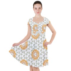 Stamping Pattern Fashion Background Cap Sleeve Midi Dress by Sapixe