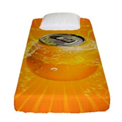 Orange Drink Splash Poster Fitted Sheet (single Size) by Sapixe