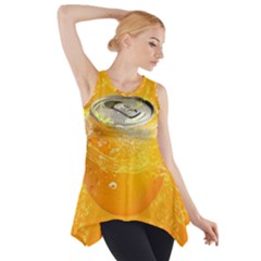 Orange Drink Splash Poster Side Drop Tank Tunic by Sapixe