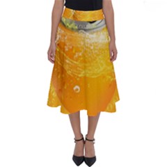 Orange Drink Splash Poster Perfect Length Midi Skirt by Sapixe