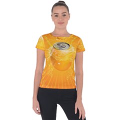 Orange Drink Splash Poster Short Sleeve Sports Top  by Sapixe