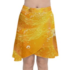 Orange Drink Splash Poster Chiffon Wrap Front Skirt by Sapixe