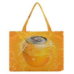 Orange Drink Splash Poster Zipper Medium Tote Bag by Sapixe