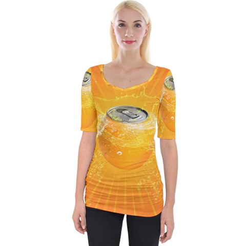 Orange Drink Splash Poster Wide Neckline Tee by Sapixe