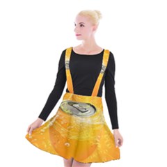 Orange Drink Splash Poster Suspender Skater Skirt by Sapixe