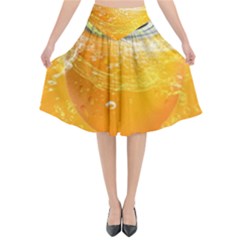 Orange Drink Splash Poster Flared Midi Skirt by Sapixe