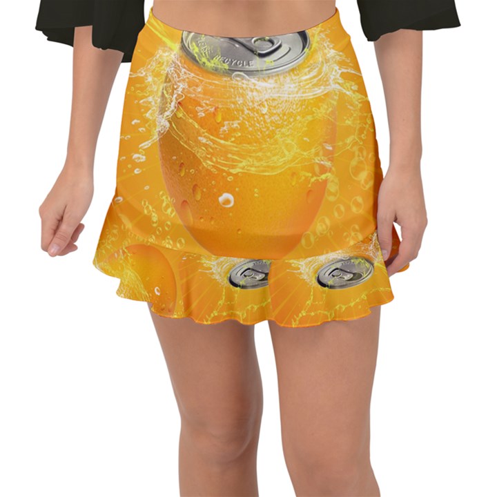 Orange Drink Splash Poster Fishtail Mini Chiffon Skirt