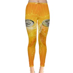 Orange Drink Splash Poster Inside Out Leggings by Sapixe