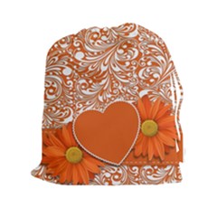 Flower Floral Heart Background Drawstring Pouch (xxl) by Sapixe