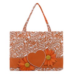 Flower Floral Heart Background Medium Tote Bag by Sapixe