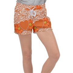 Flower Floral Heart Background Women s Velour Lounge Shorts