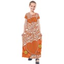 Flower Floral Heart Background Kids  Short Sleeve Maxi Dress View1