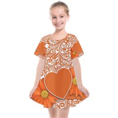 Flower Floral Heart Background Kids  Smock Dress