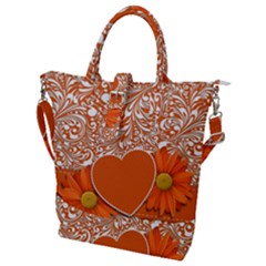 Flower Floral Heart Background Buckle Top Tote Bag