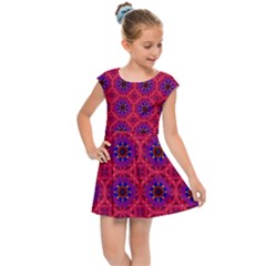 Retro Abstract Boho Unique Kids Cap Sleeve Dress by Sapixe