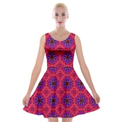 Retro Abstract Boho Unique Velvet Skater Dress by Sapixe