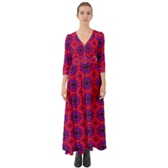 Retro Abstract Boho Unique Button Up Boho Maxi Dress by Sapixe