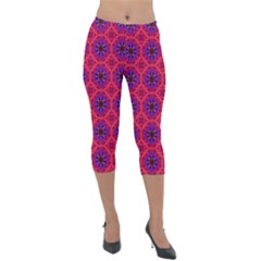 Retro Abstract Boho Unique Lightweight Velour Capri Leggings 