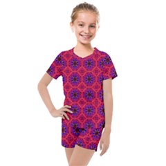 Retro Abstract Boho Unique Kids  Mesh Tee And Shorts Set