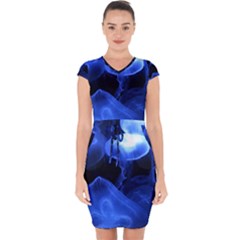 Jellyfish Sea Diving Sea Animal Capsleeve Drawstring Dress  by Sapixe