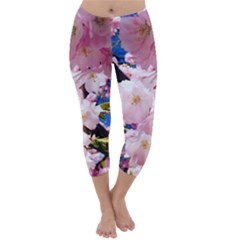 Flower Cherry Wood Tree Flowers Capri Winter Leggings  by Sapixe