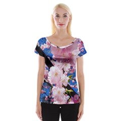 Flower Cherry Wood Tree Flowers Cap Sleeve Top by Sapixe