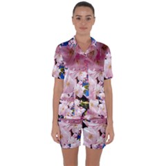 Flower Cherry Wood Tree Flowers Satin Short Sleeve Pyjamas Set by Sapixe