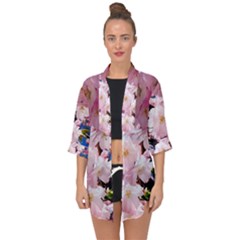 Flower Cherry Wood Tree Flowers Open Front Chiffon Kimono by Sapixe