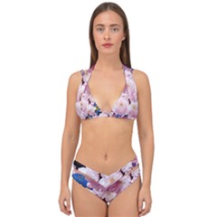 Flower Cherry Wood Tree Flowers Double Strap Halter Bikini Set by Sapixe