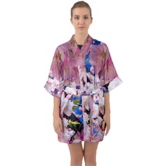 Flower Cherry Wood Tree Flowers Quarter Sleeve Kimono Robe by Sapixe