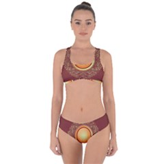 Badge Gilding Sun Red Oriental Criss Cross Bikini Set by Sapixe