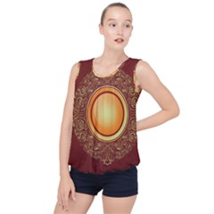 Badge Gilding Sun Red Oriental Bubble Hem Chiffon Tank Top