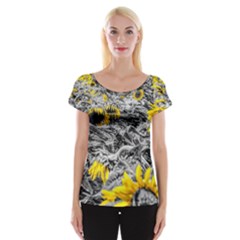 Sunflower Field Girasol Sunflower Cap Sleeve Top by Sapixe