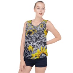 Sunflower Field Girasol Sunflower Bubble Hem Chiffon Tank Top