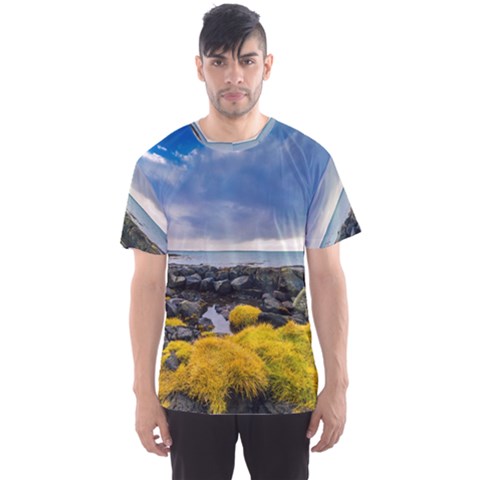 Iceland Nature Mountains Landscape Men s Sports Mesh Tee by Sapixe