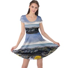 Iceland Nature Mountains Landscape Cap Sleeve Dress by Sapixe